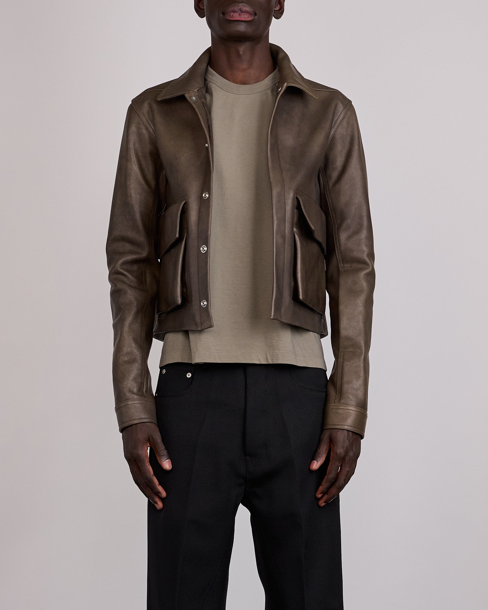 Rick Owens Runway Tower Alice Jacket Delave Calf Leather Washed
