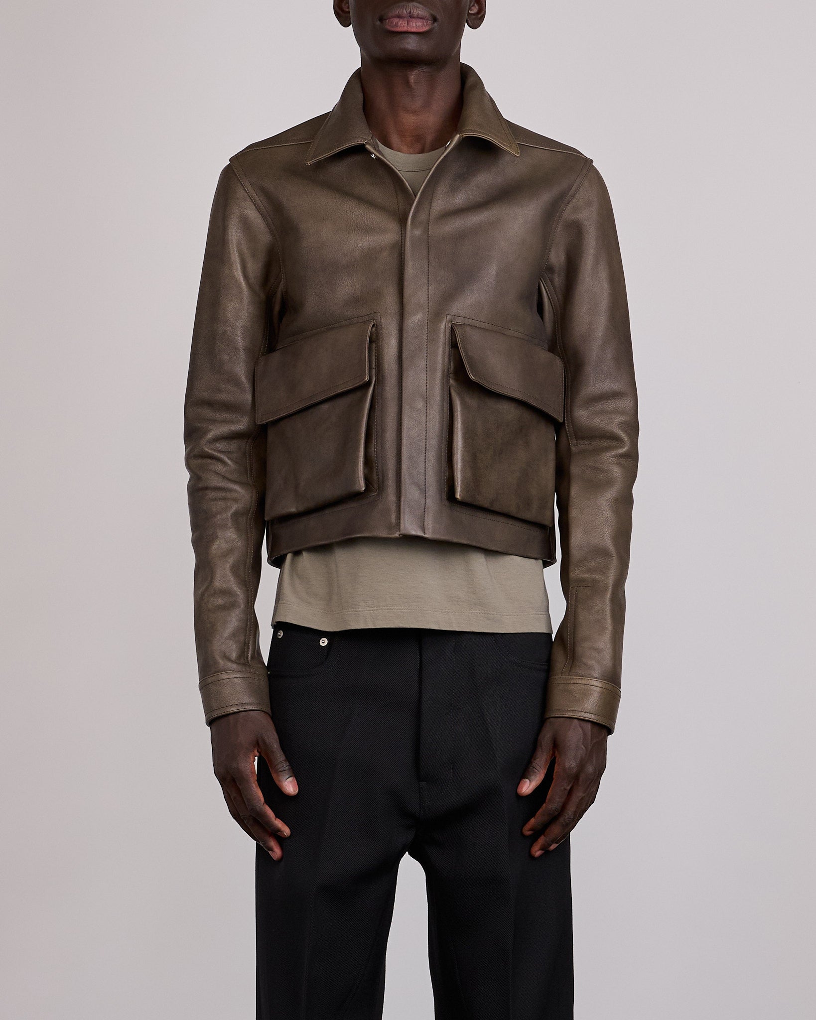 Rick Owens Runway Tower Alice Jacket Delave Calf Leather Washed