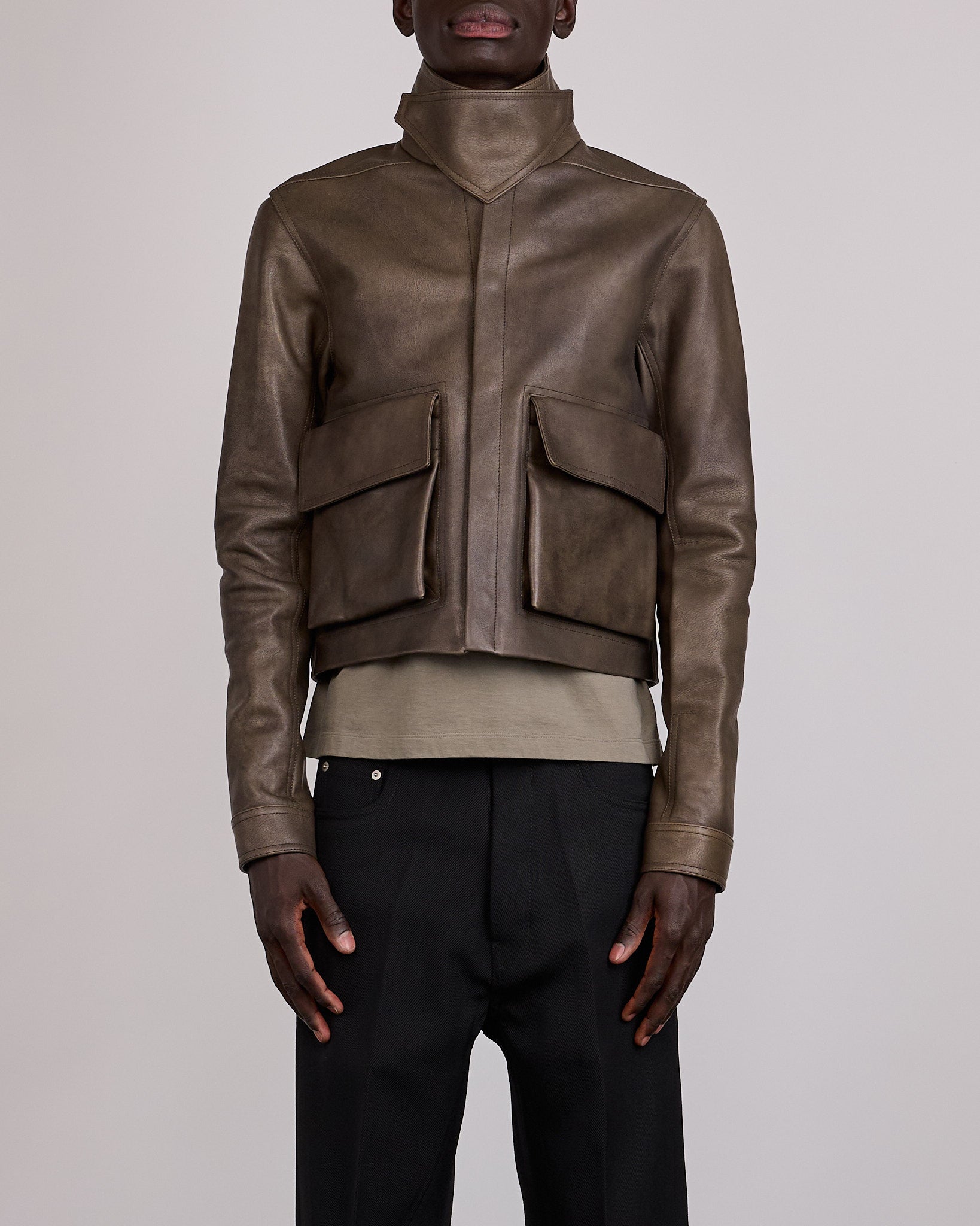 Rick Owens Runway Tower Alice Jacket Delave Calf Leather Washed