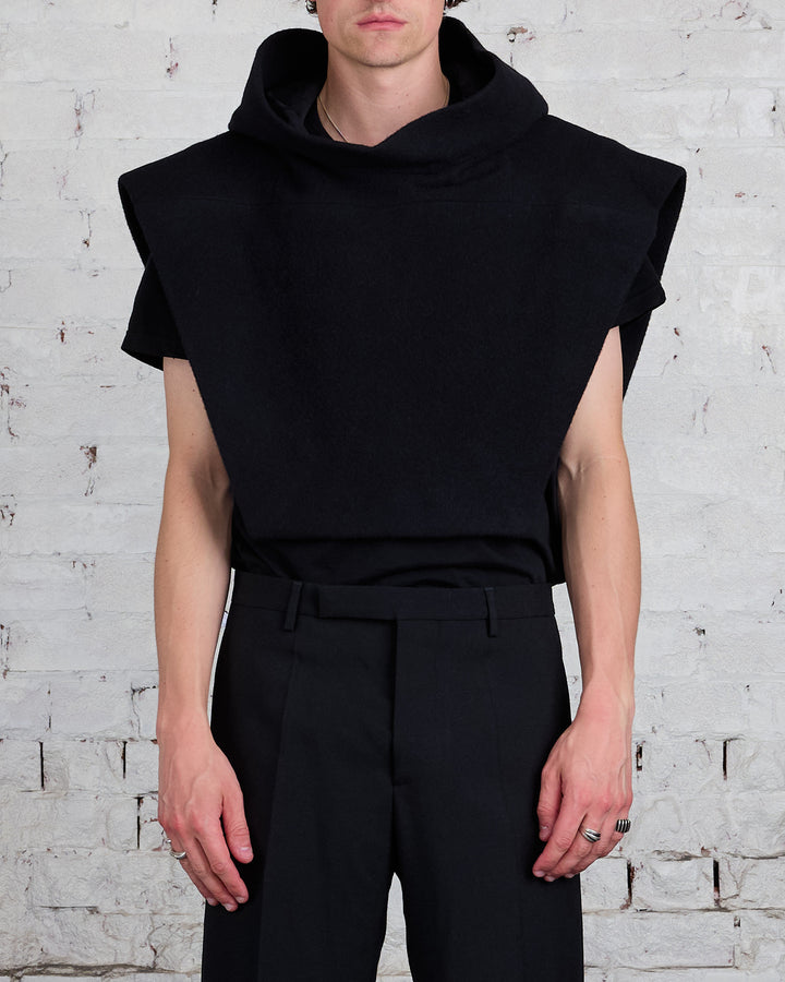 Rick Owens Runway Wool Lodenette Cowl Black