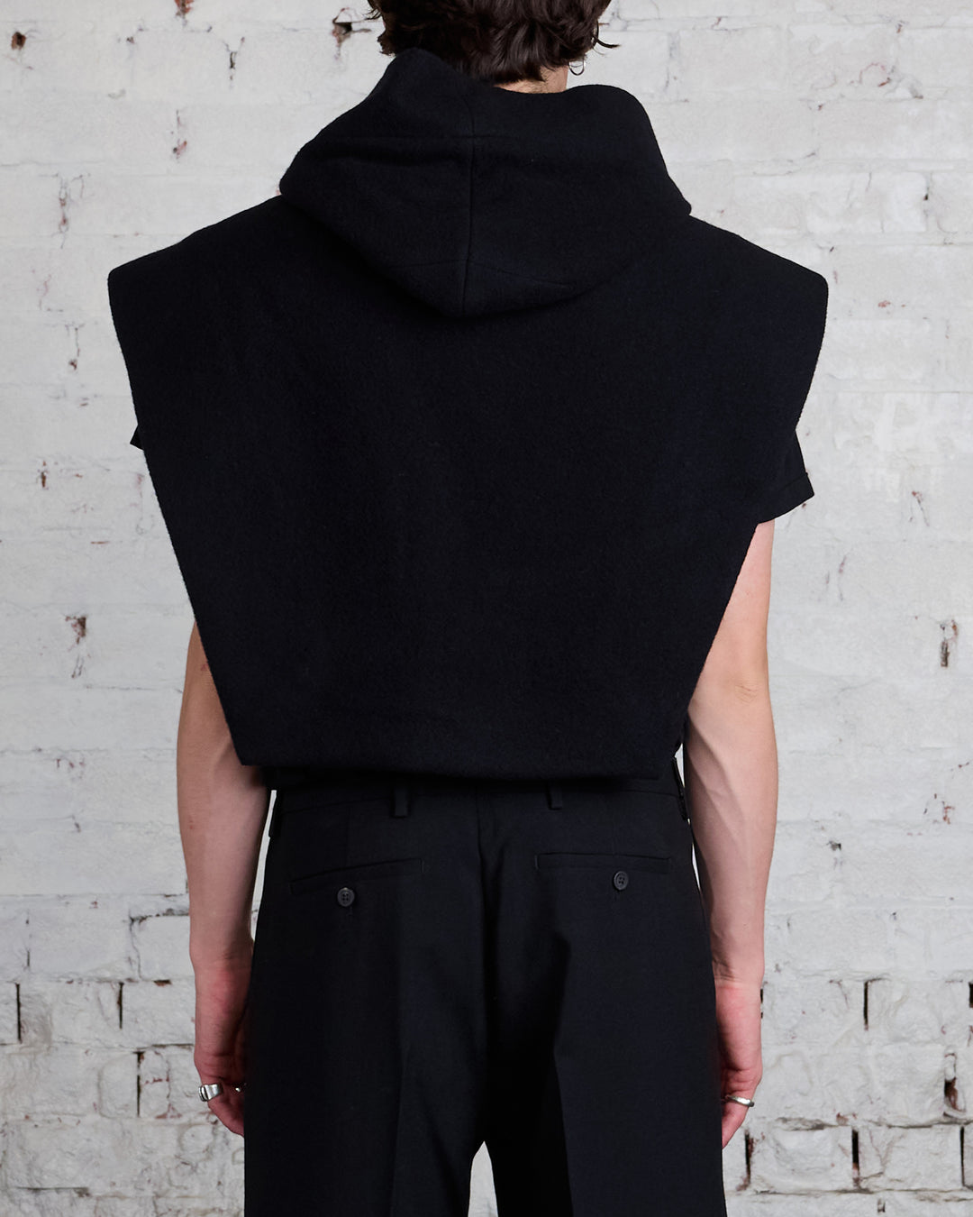 Rick Owens Runway Wool Lodenette Cowl Black