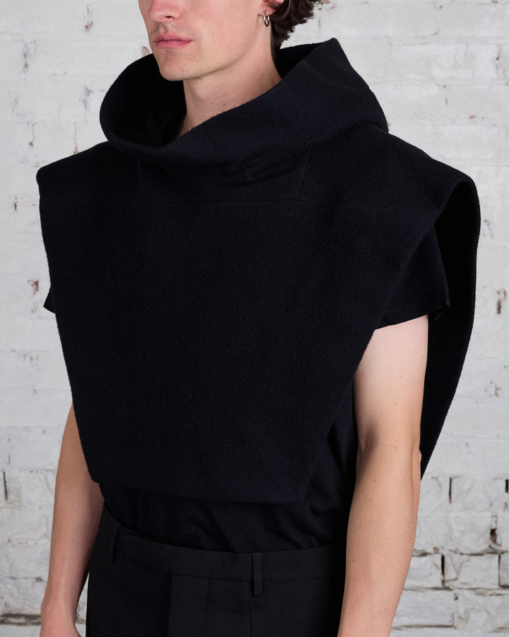 Rick Owens Runway Wool Lodenette Cowl Black