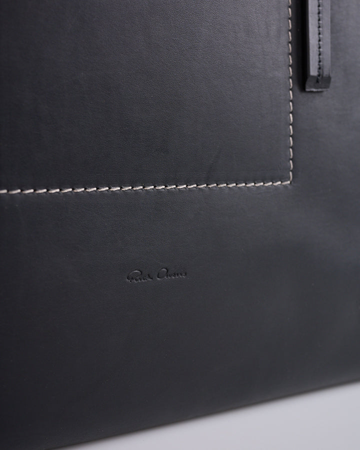 Rick Owens Shopper Tote Bag Glasgow Leather Black