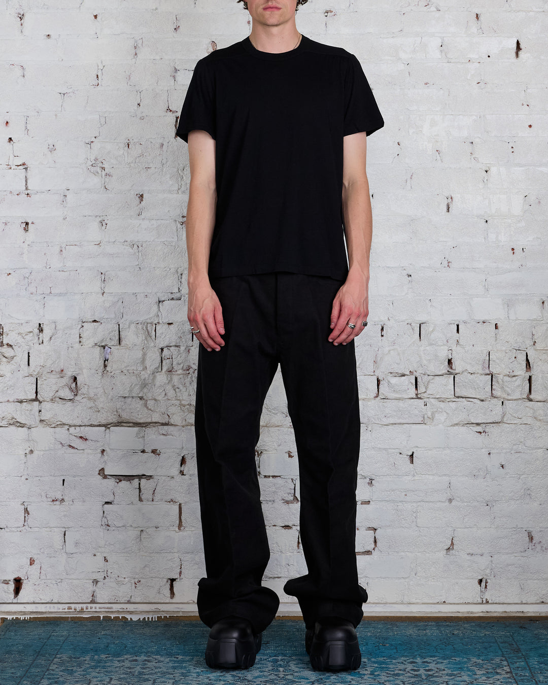 Rick Owens Short Level T-Shirt Cashmere Jersey Black