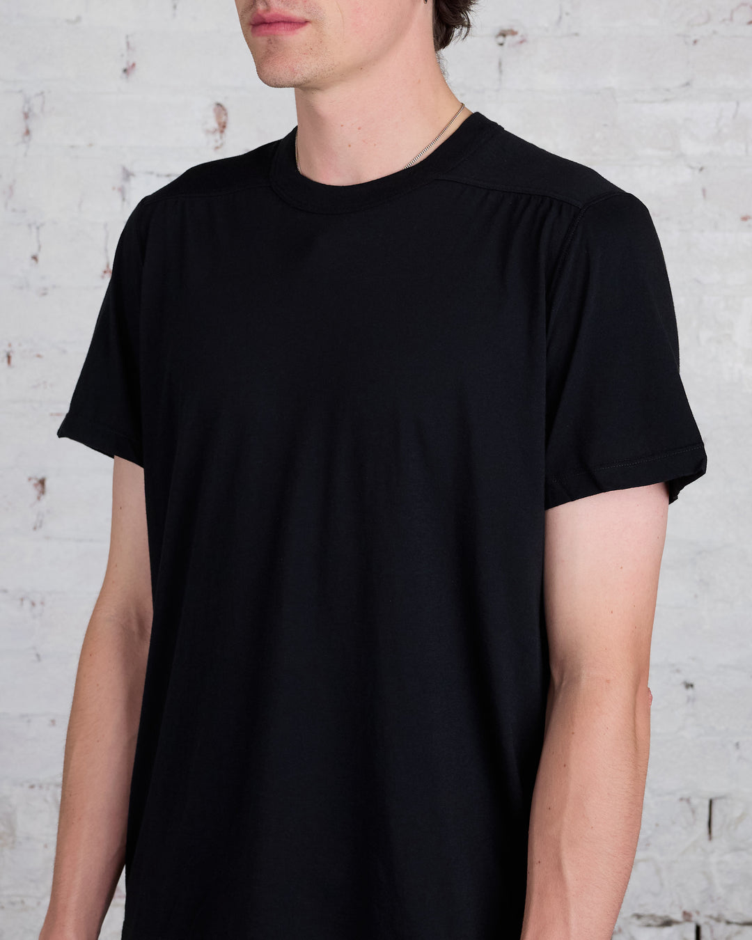 Rick Owens Short Level T-Shirt Cashmere Jersey Black