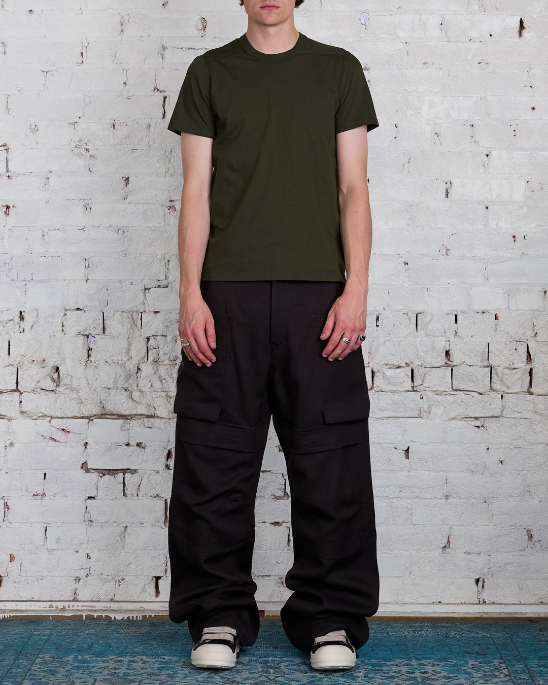 Rick Owens Short Level T-Shirt Cotton Jersey Forest