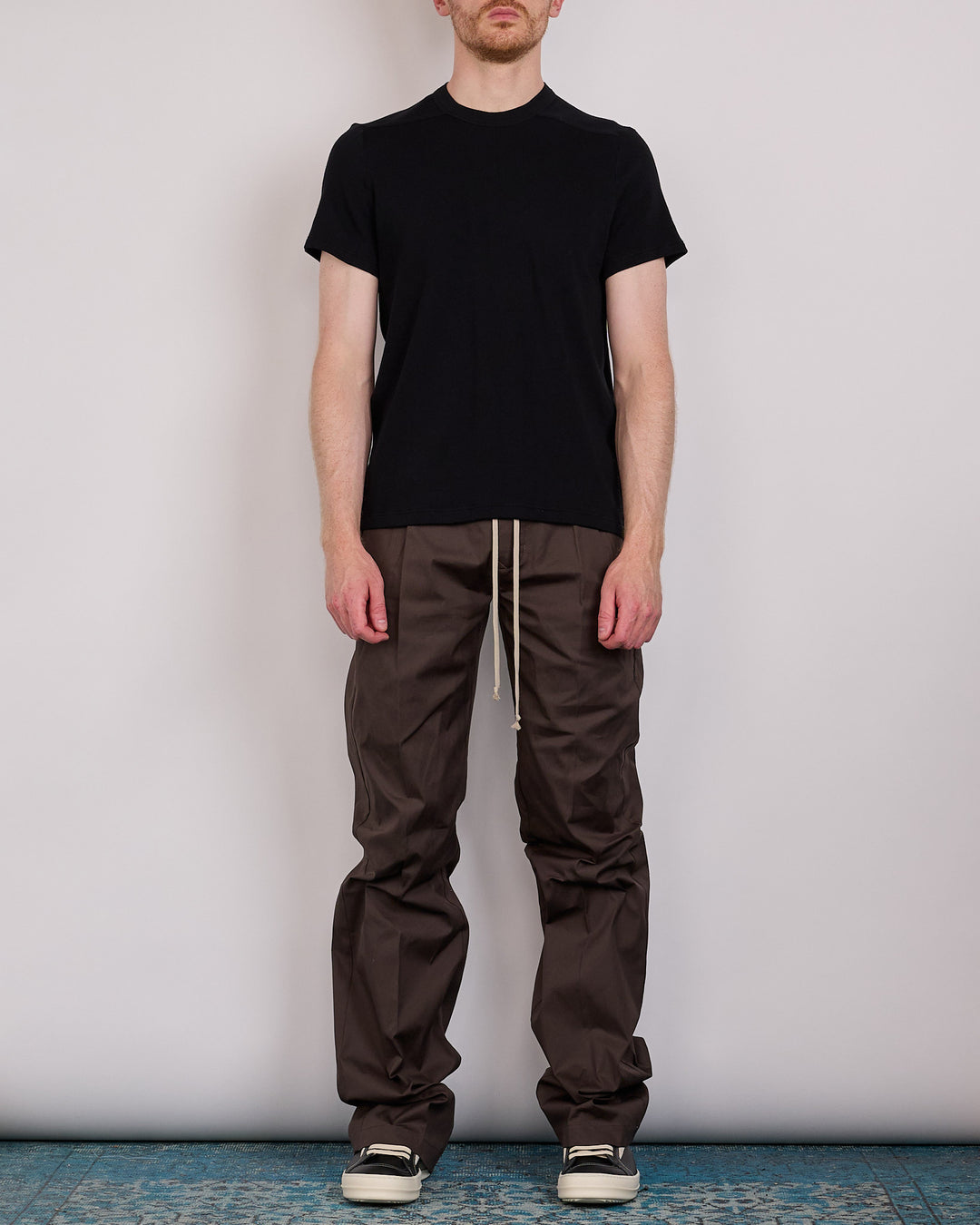 Rick Owens Short Level T-Shirt Double Cotton Jersey Black