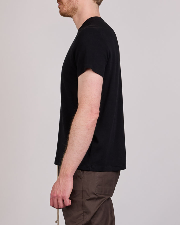 Rick Owens Short Level T-Shirt Double Cotton Jersey Black