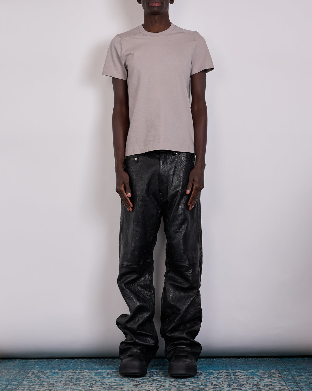 Rick Owens Short Level T-Shirt JA Classic Jersey Pearl