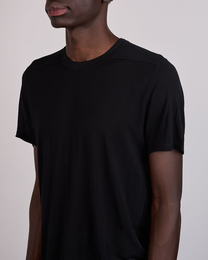 Rick Owens Short Level T-Shirt Viscose Silk Jersey Black