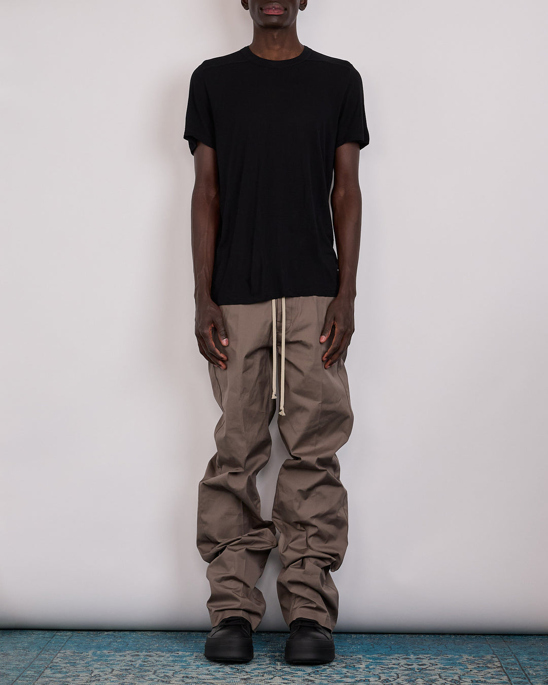 Rick Owens Short Level T-Shirt Viscose Silk Jersey Black