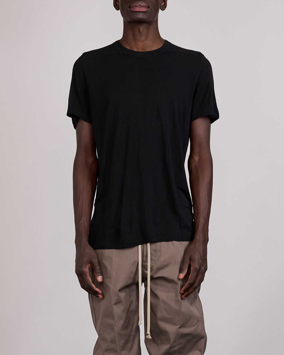 Rick Owens Short Level T-Shirt Viscose Silk Jersey Black