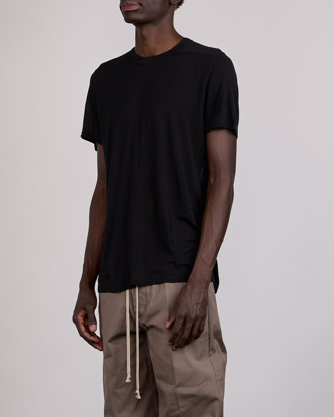 Rick Owens Short Level T-Shirt Viscose Silk Jersey Black