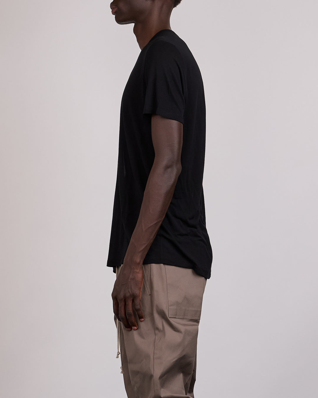 Rick Owens Short Level T-Shirt Viscose Silk Jersey Black