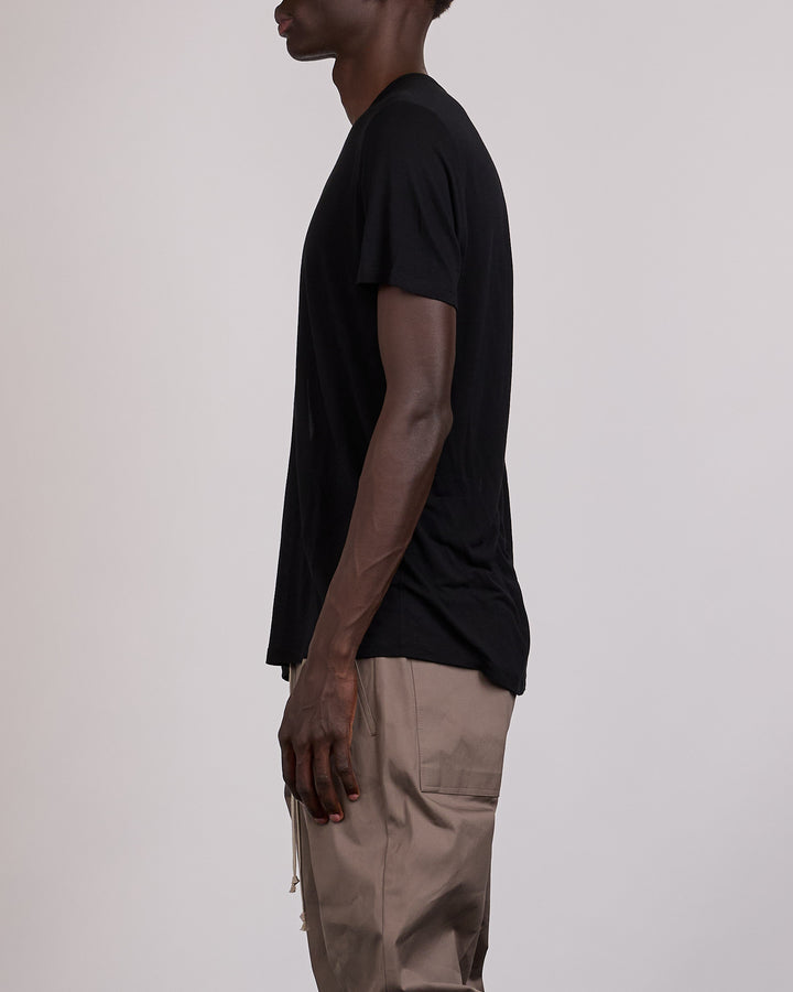 Rick Owens Short Level T-Shirt Viscose Silk Jersey Black