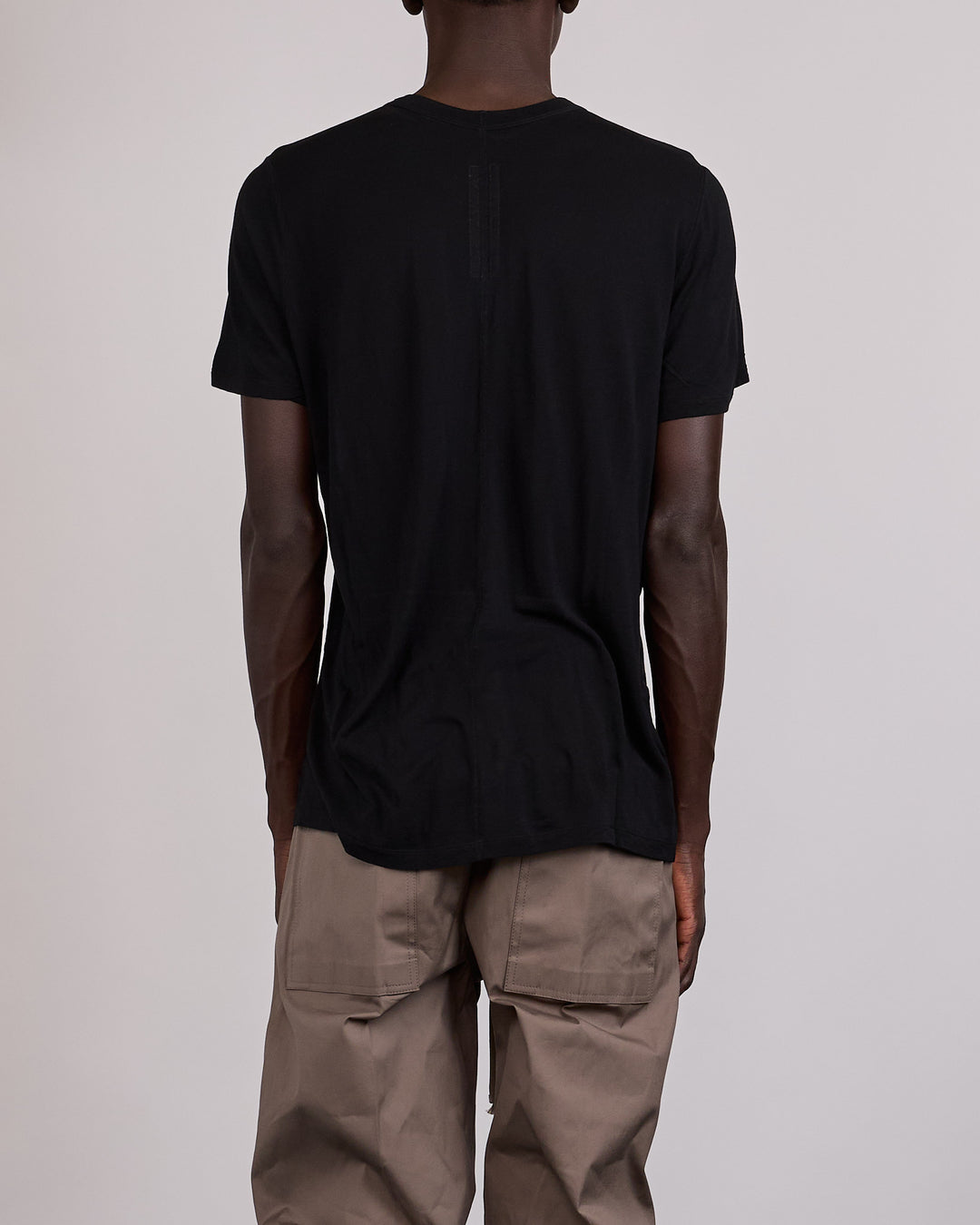 Rick Owens Short Level T-Shirt Viscose Silk Jersey Black