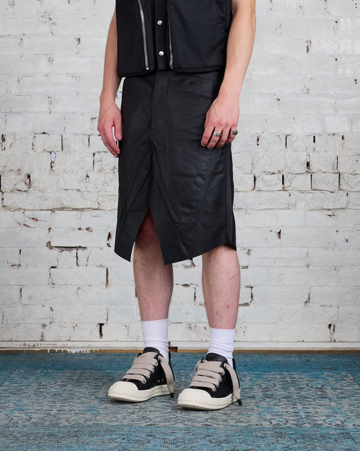 Rick Owens Slivered Skirt Siena Calf Leather Black