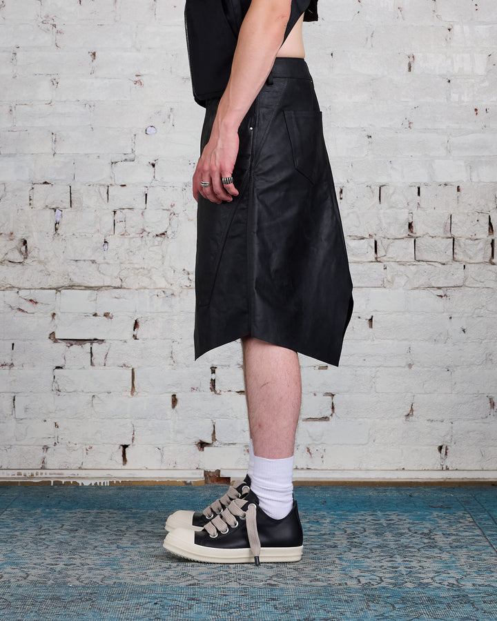 Rick Owens Slivered Skirt Siena Calf Leather Black