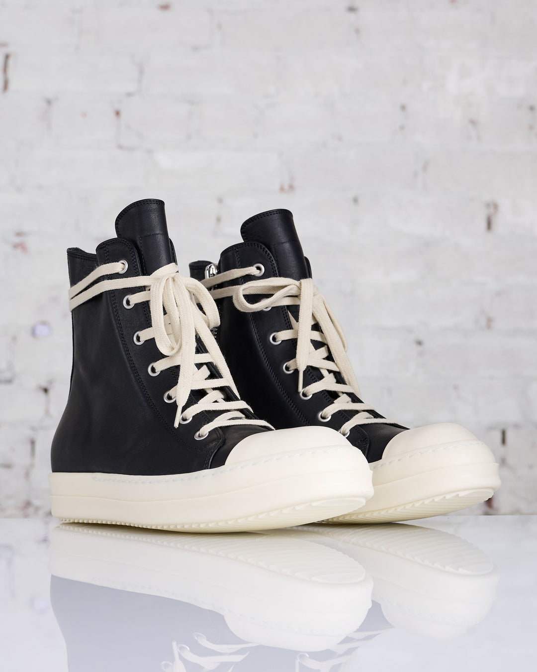 Rick Owens Sneakers Washed Calf Black/Milk/Milk