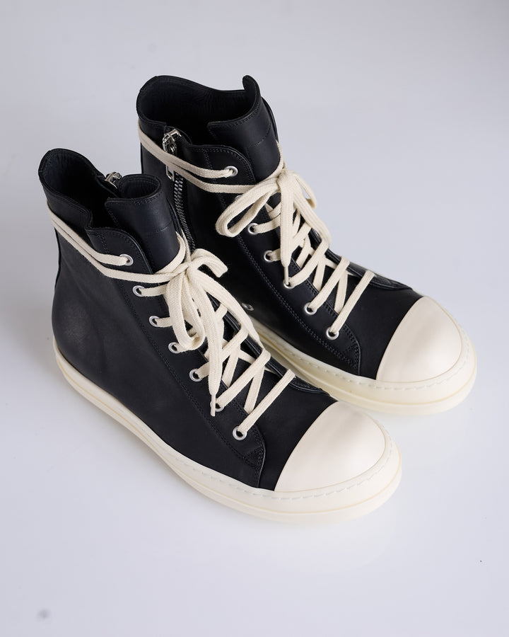 Rick Owens Sneakers Washed Calf Black/Milk/Milk