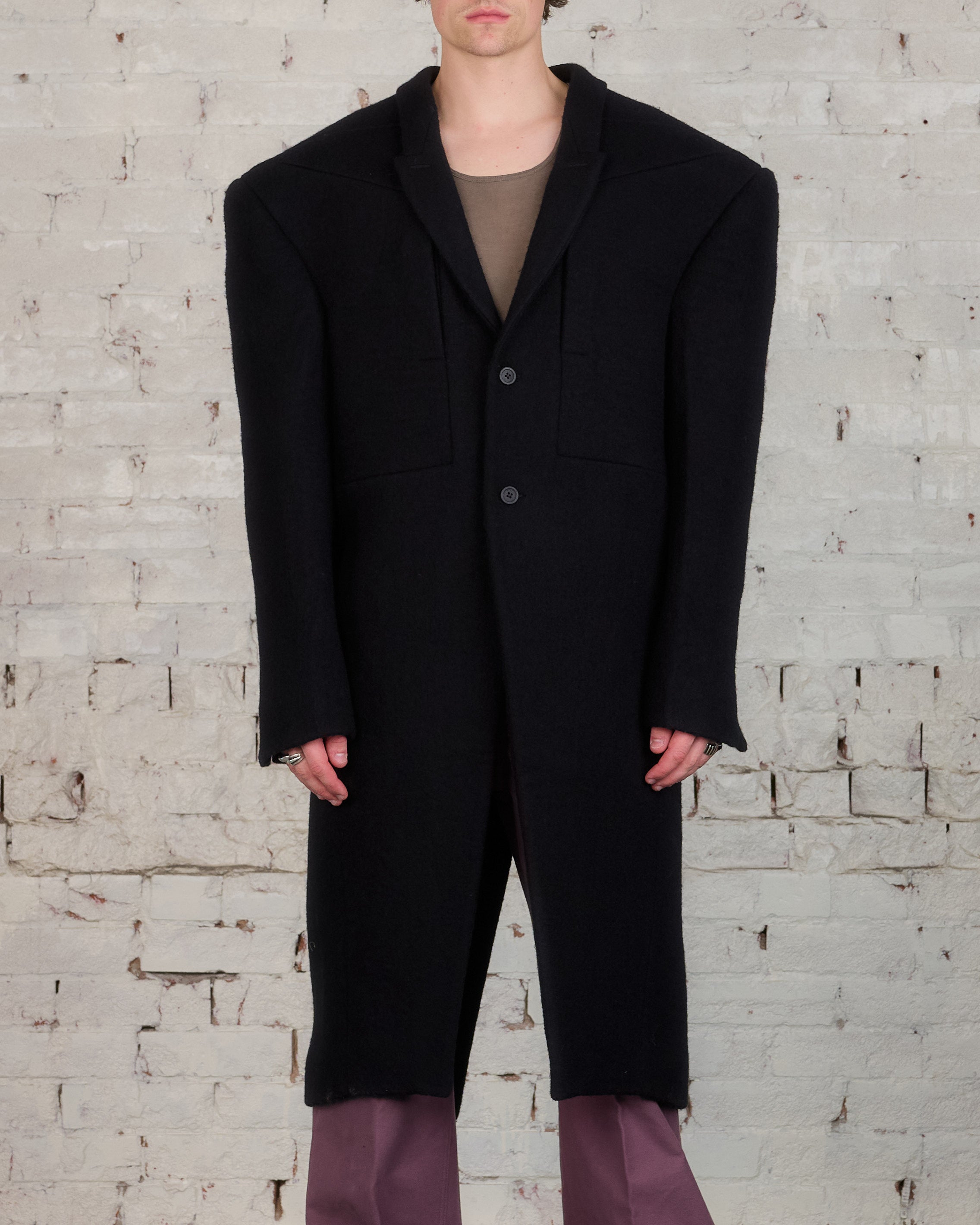 Rick Owens Soft Jumbo Tatlin Coat Boiled Wool Black