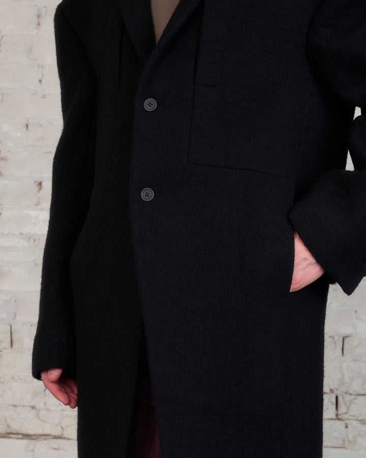 Rick Owens Soft Jumbo Tatlin Coat Boiled Wool Black