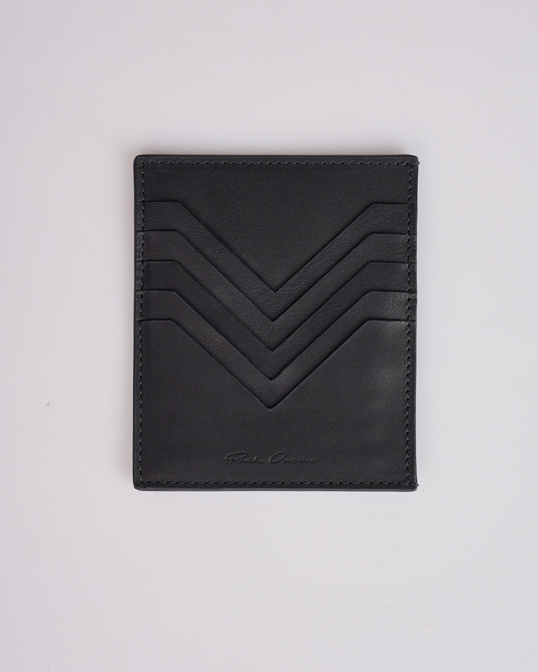 Rick Owens Square CC Holder Wallet Oily Calf Emboss Black