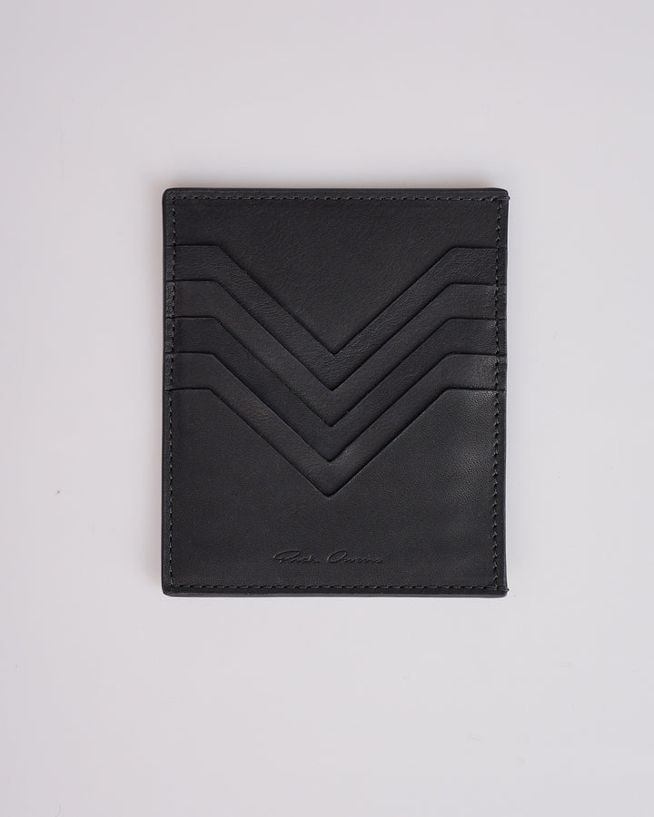 Rick Owens Square CC Holder Wallet Oily Calf Emboss Black