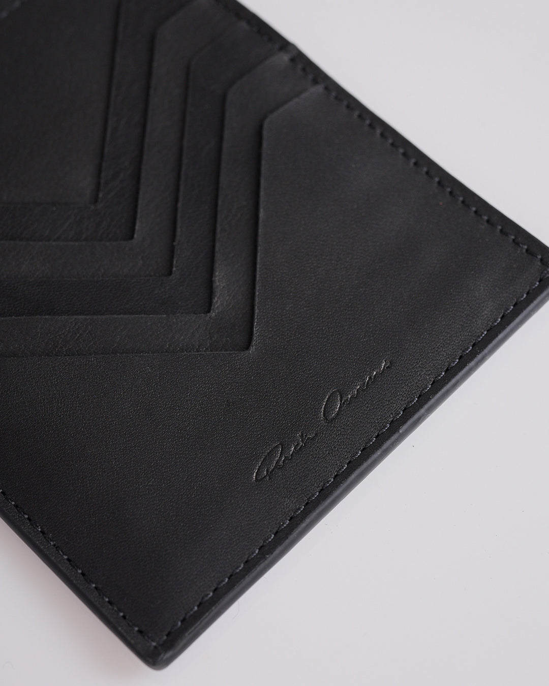 Rick Owens Square CC Holder Wallet Oily Calf Emboss Black