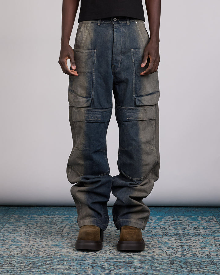 Rick Owens Stefan Cargo Pant 14oz Slub Denim Dark Dust Degrade