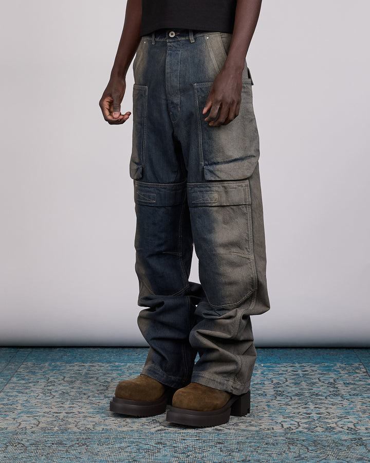 Rick Owens Stefan Cargo Pant 14oz Slub Denim Dark Dust Degrade