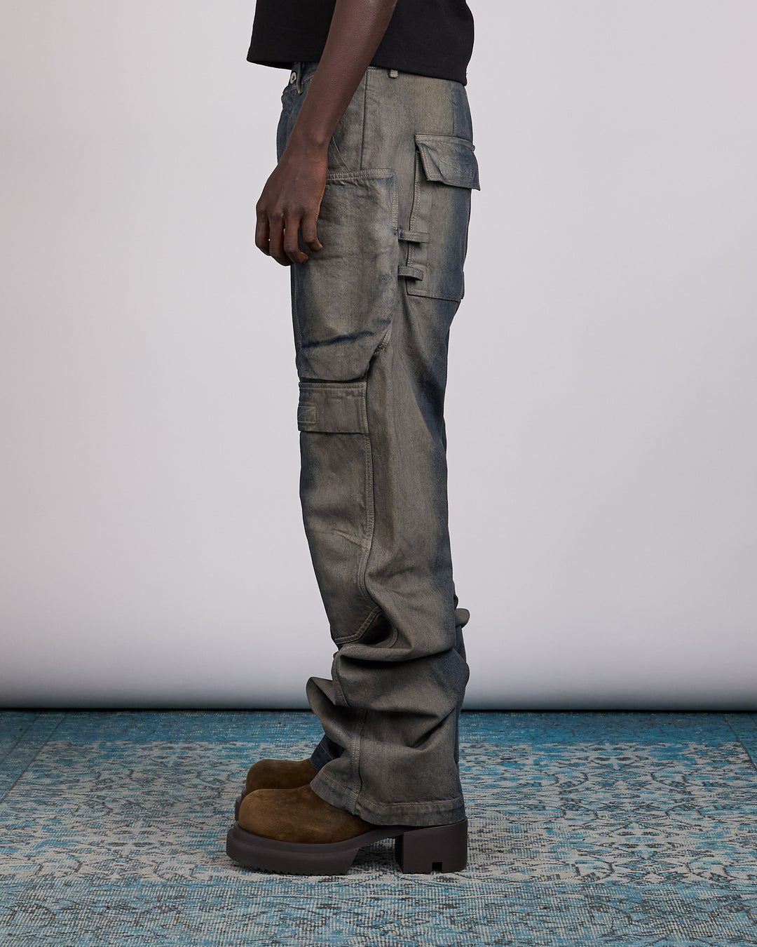 Rick Owens Stefan Cargo Pant 14oz Slub Denim Dark Dust Degrade