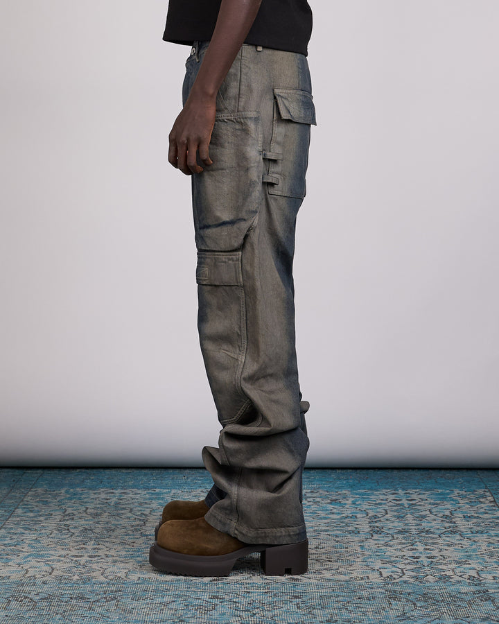 Rick Owens Stefan Cargo Pant 14oz Slub Denim Dark Dust Degrade