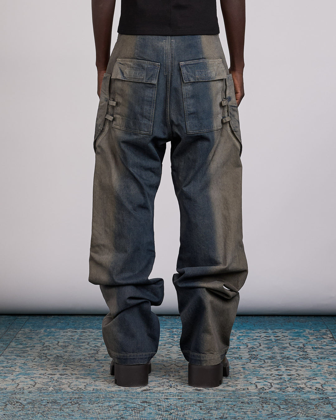Rick Owens Stefan Cargo Pant 14oz Slub Denim Dark Dust Degrade