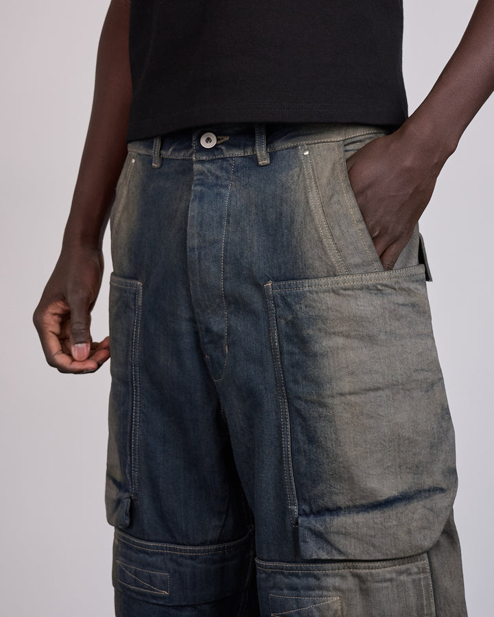 Rick Owens Stefan Cargo Pant 14oz Slub Denim Dark Dust Degrade