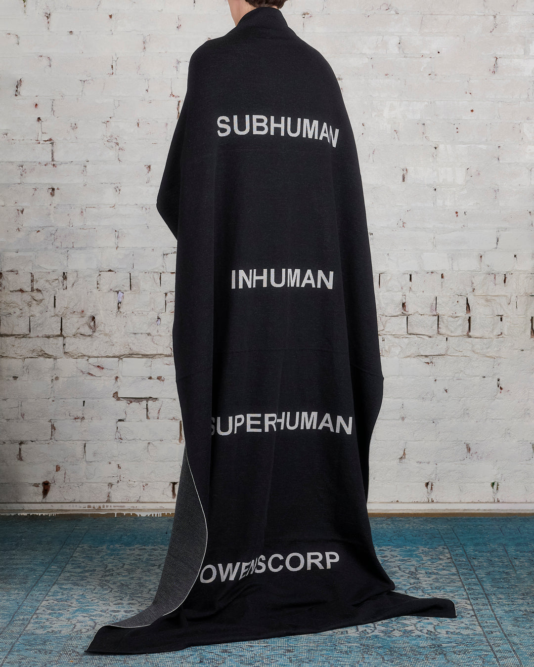 Rick Owens Subhuman Jacquard Wool Blanket Black Pearl