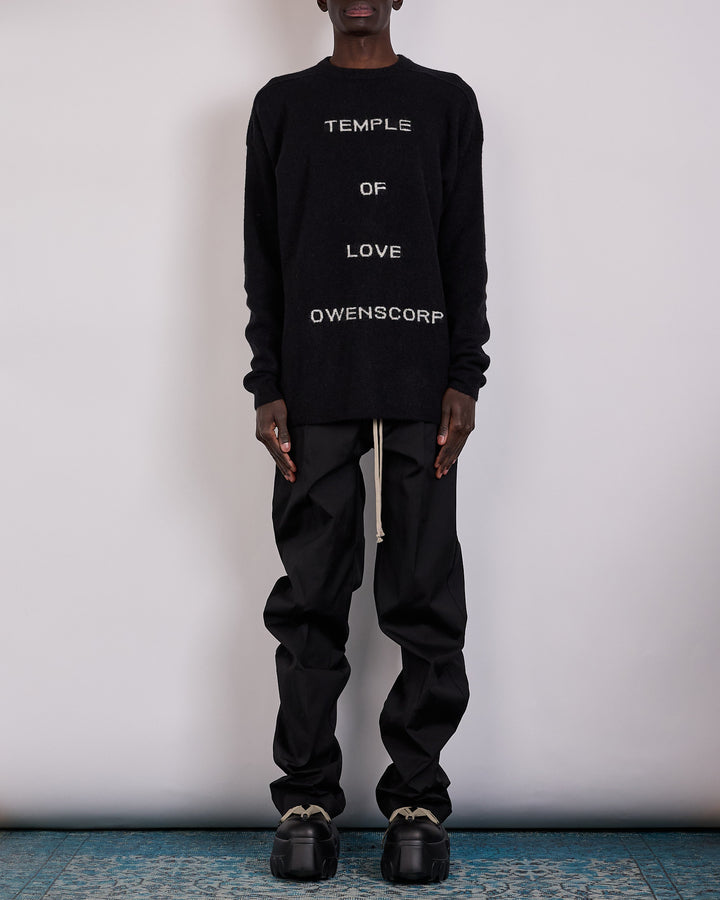 Rick Owens Temple Round Neck Alpaca Sweater Black Butter