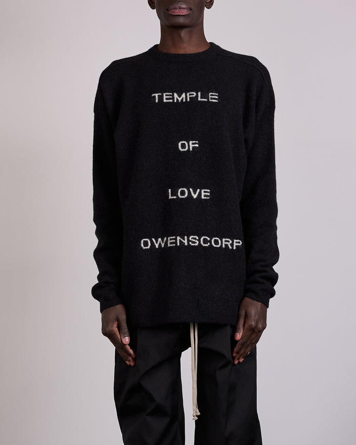 Rick Owens Temple Round Neck Alpaca Sweater Black Butter