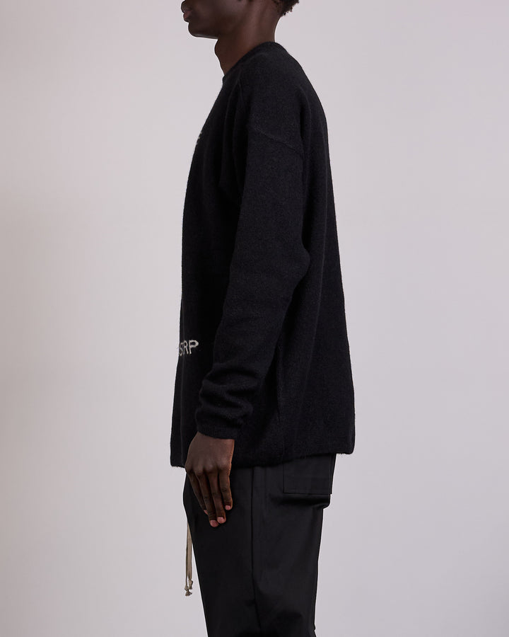 Rick Owens Temple Round Neck Alpaca Sweater Black Butter