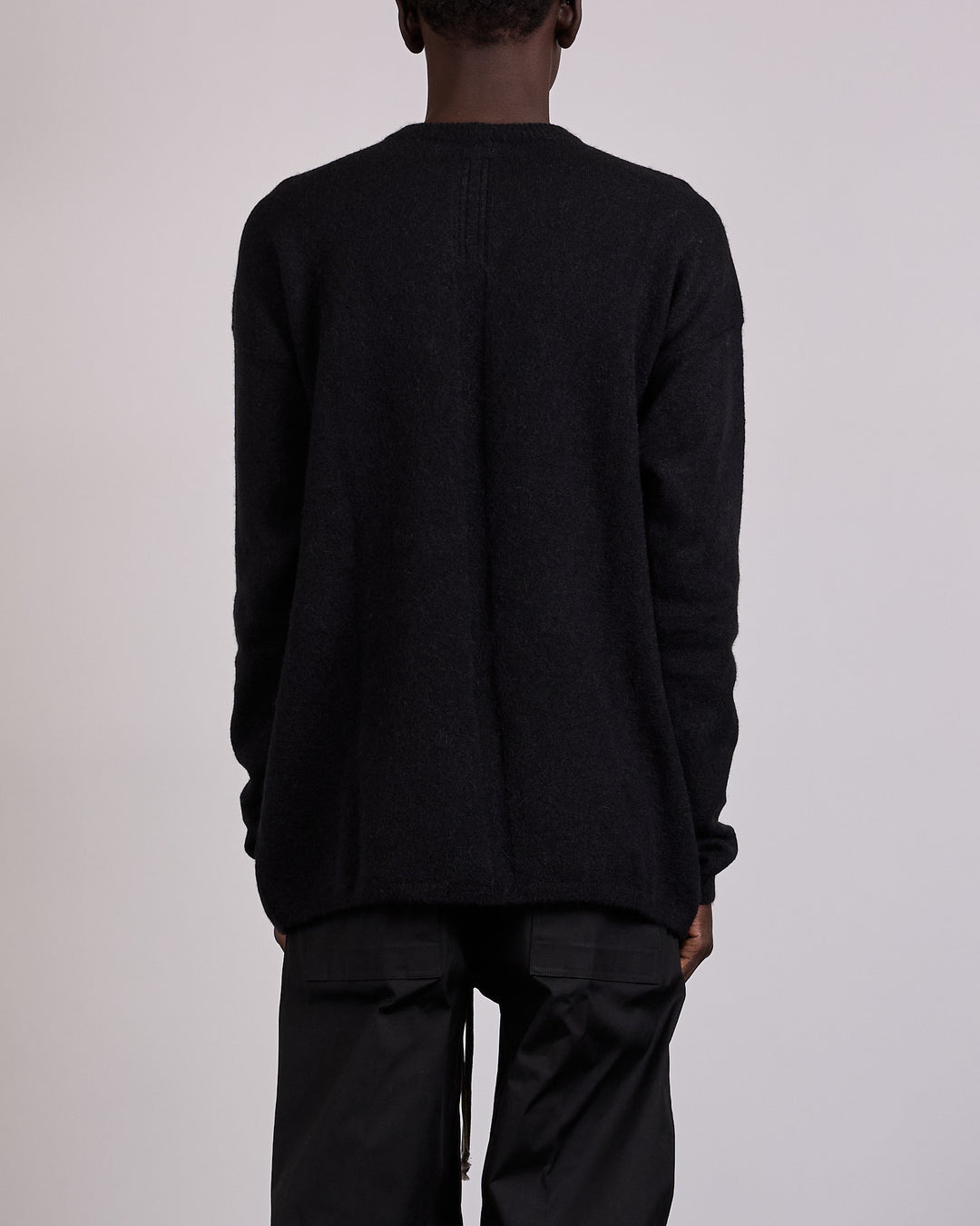 Rick Owens Temple Round Neck Alpaca Sweater Black Butter