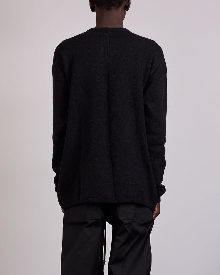 Rick Owens Temple Round Neck Alpaca Sweater Black Butter