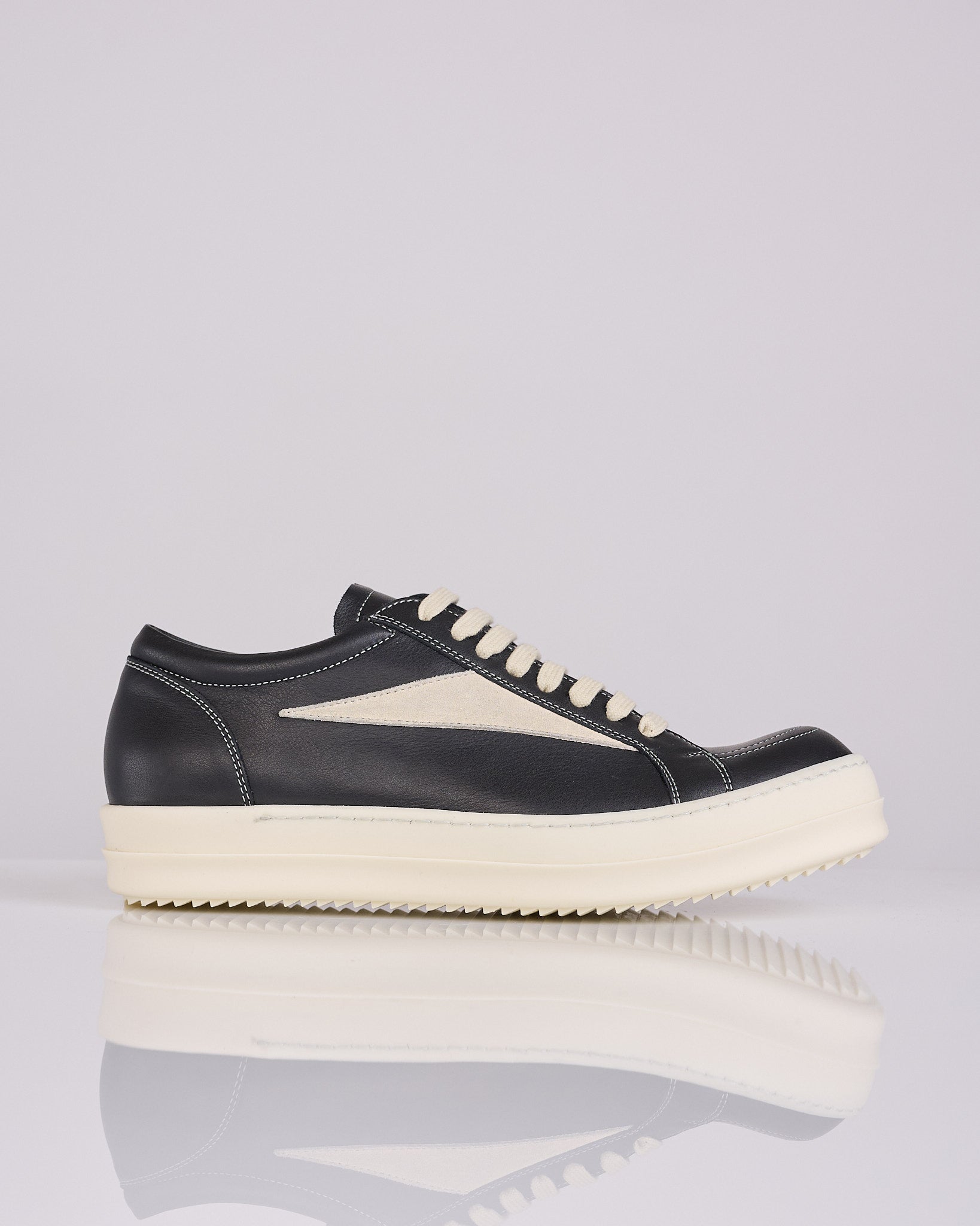 Rick Owens Temple Vintage Sneak Full Grain Leather Black Milk
