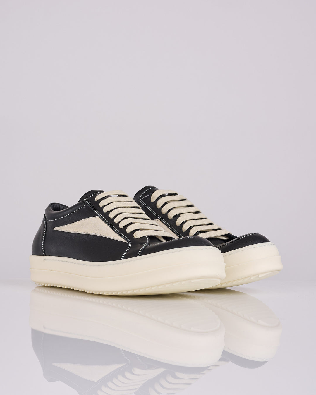 Rick Owens Temple Vintage Sneak Full Grain Leather Black Milk