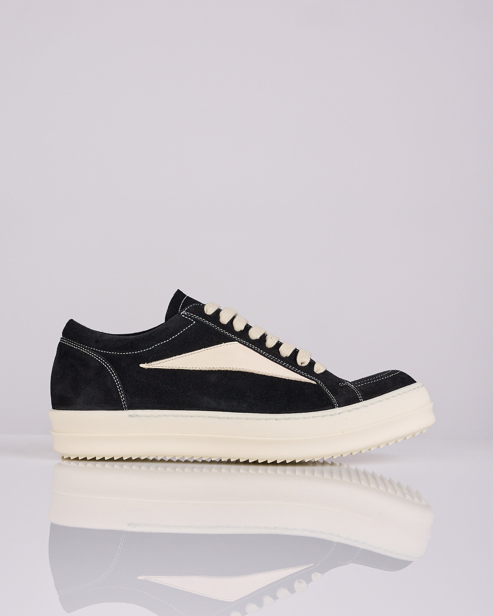 Rick Owens Temple Vintage Sneak Suede Leather Black Milk – LESS 17