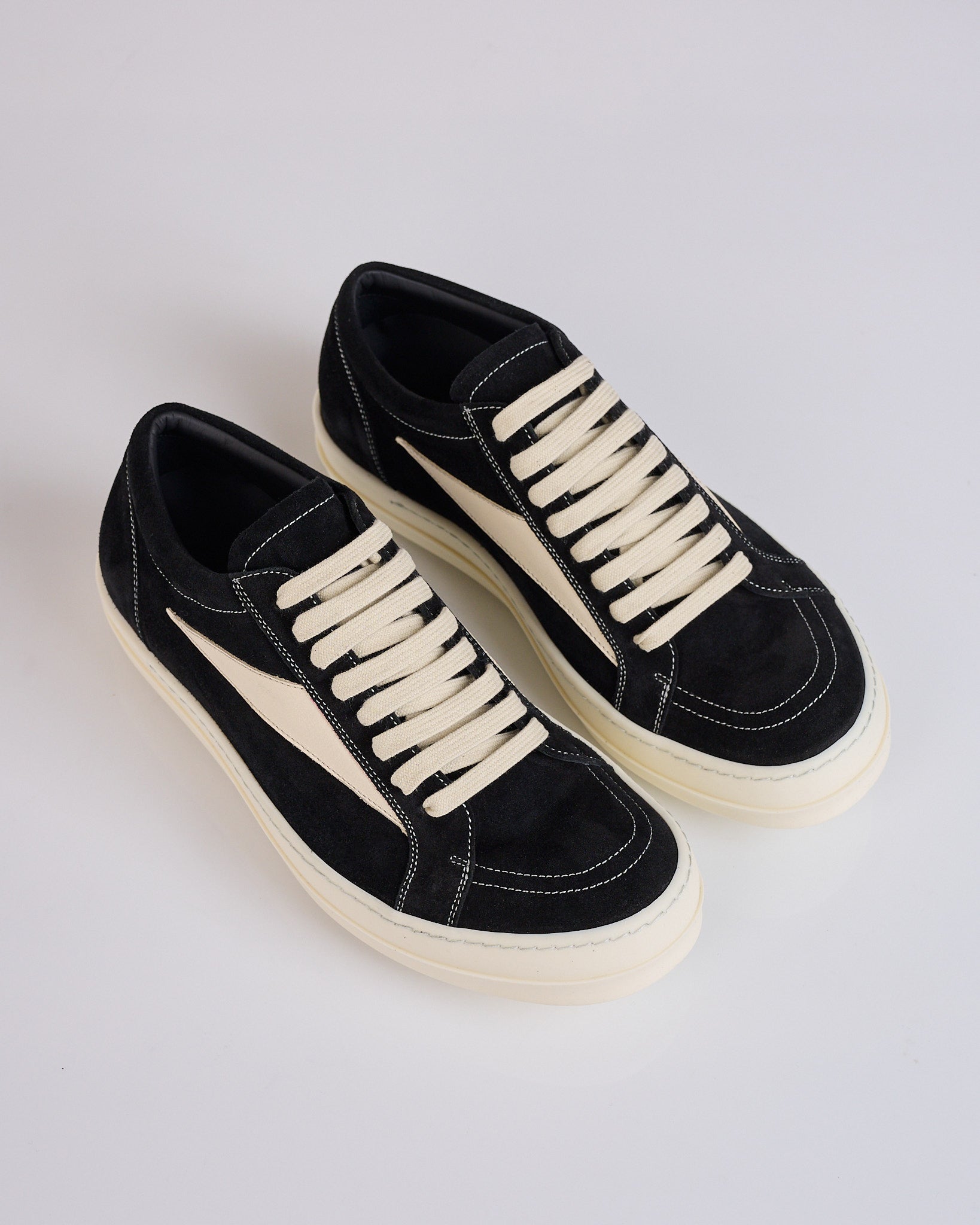 Rick Owens Temple Vintage Sneak Suede Leather Black Milk – LESS 17