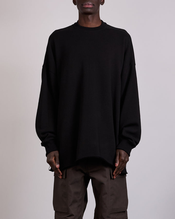 Rick Owens Tommy Long Sleeve T-Shirt Nep Terry Jersey Black