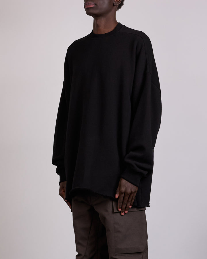 Rick Owens Tommy Long Sleeve T-Shirt Nep Terry Jersey Black