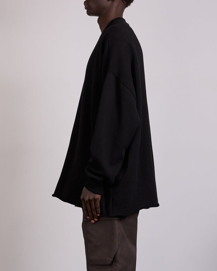 Rick Owens Tommy Long Sleeve T-Shirt Nep Terry Jersey Black