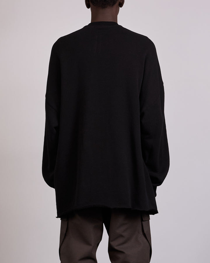 Rick Owens Tommy Long Sleeve T-Shirt Nep Terry Jersey Black