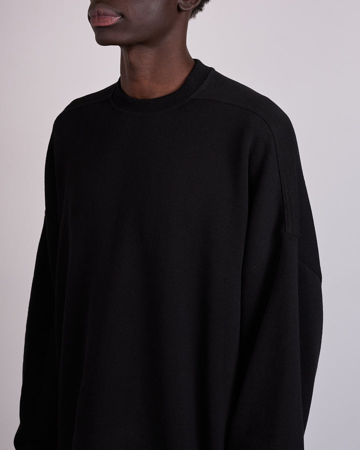 Rick Owens Tommy Long Sleeve T-Shirt Nep Terry Jersey Black
